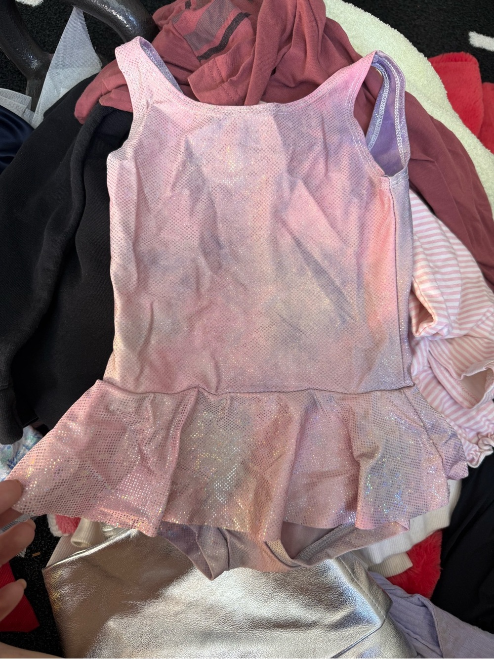 Wild Rich Kids Girls Sparkle Pink Ballet swim with Peplum